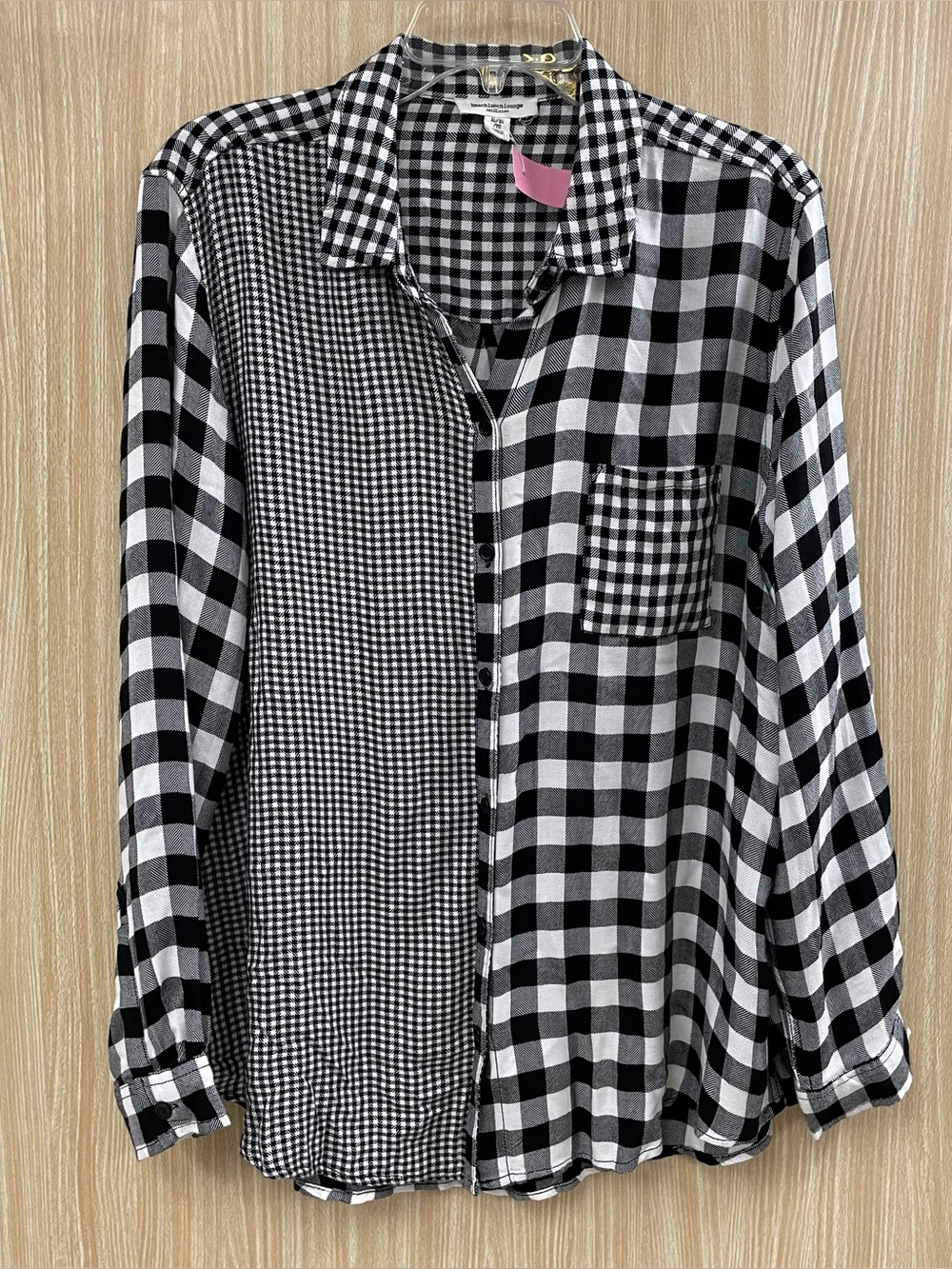 Beach Lunch Lounge black gingham top size xl